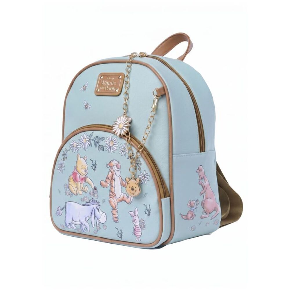 Winnie the Pooh Mini Backpack Sketch Floral Disney Bag with Detachable Charm